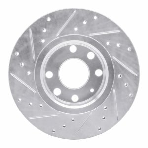 Fiat Punto Brake Rotor (1) - Front Right - R1 Concepts - Drilled & Slotted - Silver - `06-`10